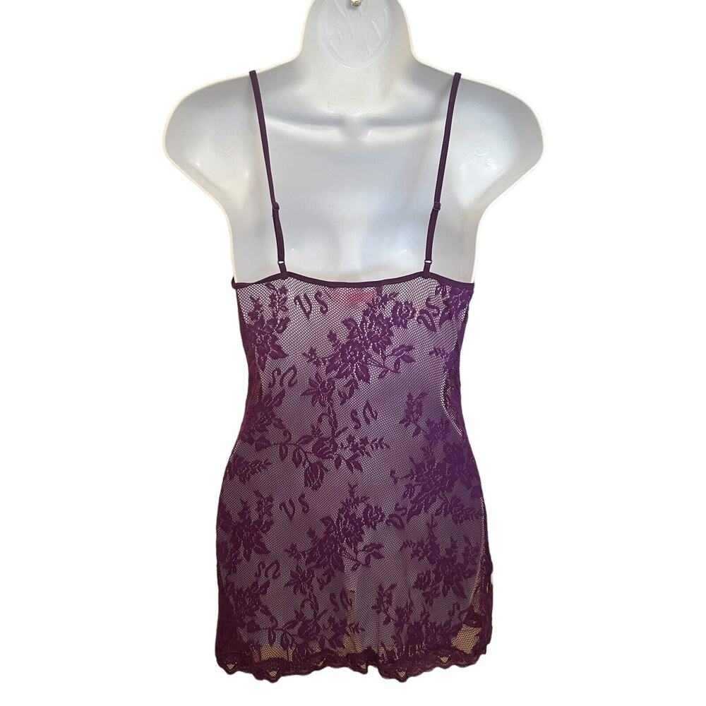 🌵 Victoria's Secret Purple Floral Lace Short Bodycon Nightie Nightgown Y2K - M - Picture 4 of 8